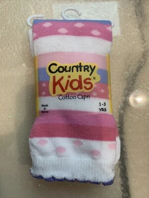 Country Kids Cotton Capri Tights, Polka Dot/Stripe, 1-3 Years - Image 1 of 3