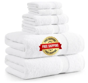 Juego De Toallas De Baño De 6 Piezas De Algodón Turco Suave Superabsorbent NUEVO - Picture 1 of 9