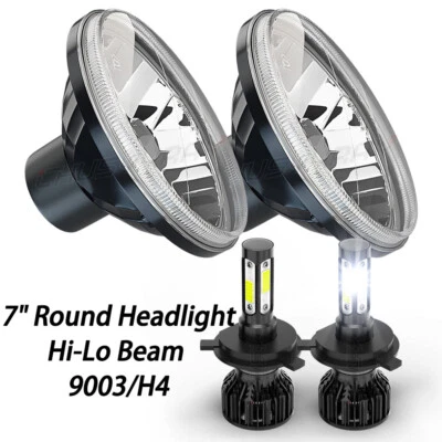 PARA GMC C15/C25 C35 75-1978 Par de faros redondos de 7" pulgadas haz alto-bajo Foto 1 de 4