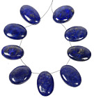 gemsindia 400 Ct/9 Pcs Natural Blue Lapis Lazuli Oval Cab Drilled Bead Gemstones