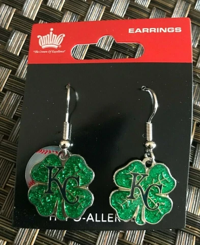 AMINCO MLB BASEBALL KC KANSAS CITY ROYALS ST. PATRICK'S DAY TEAM LOGO EARRINGS Cover