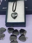 15Mm Heart + Silver Plated Pendant Hematine-Black Cord-Gift Box