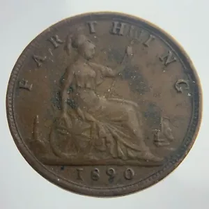 1890 Great Britain One 1 Farthing KM#753 Circulated Coin CC080 - Picture 1 of 7