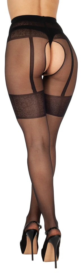 BANANALU gemusterte Strumpfhose mit offenem Schritt 20 Den - Bild 1 von 1