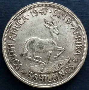 🇿🇦  SOUTH AFRICA 1947 5 Shillings - George VI 5 Shillings, IMPERATOR 🇿🇦 - Picture 1 of 2