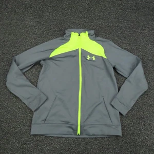 Under Armour Jacket Youth Medium Gray & Neon Green All Season Gear Long Sleeve - Picture 1 of 9