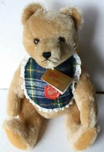 Oso de peluche Hermann Brahms Musical Canción de cuna Mohair dorado verde a cuadros babero belleza - - Imagen 1 de 1