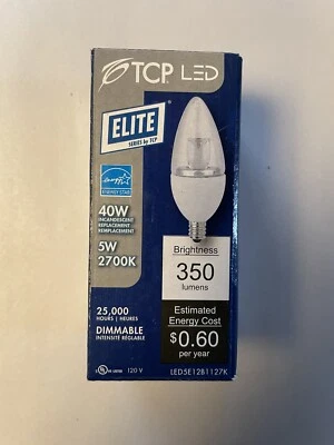 TCP LED 5W 2700K 350Lumens Dimmable E12Base Chandelier Bulb - Image 1 of 4