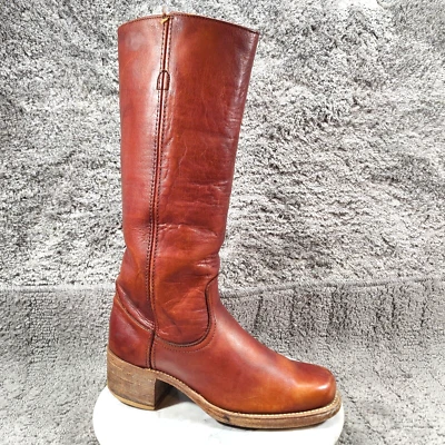 Botas Campus Frye Años 60 70 De Colección Para Mujer 9.5 Rojo Puntera Cuadrada Etiqueta Negra Caoba Foto 1 de 4