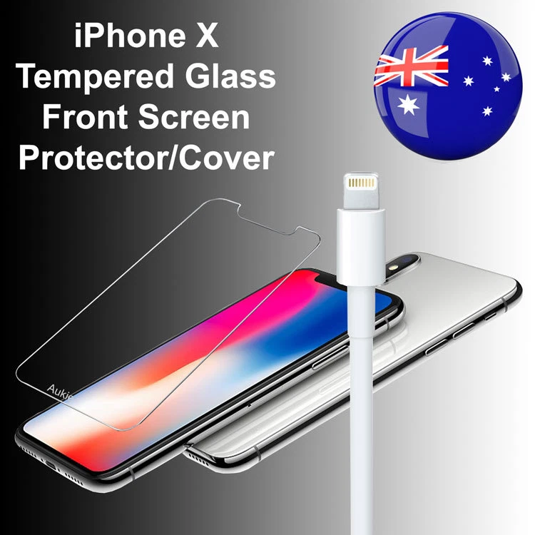 1x iPhone x Premium Tempered Glass Front Screen Protector + Charging Cable - image 1 of 1