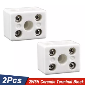 2Pcs 2W5H High Temperature Porcelain Ceramic Terminal Block 30A 110-600V - Picture 1 of 5