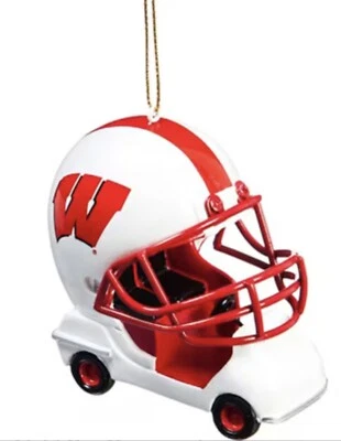 Wisconsin Badgers Field Car Ornament Christmas Evergreen NCAA Football 3” - Image 1 of 3