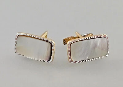 a-9425047 Manschettenknöpfe goldfarben Perlmutt vintage 2,4x13,cm - Bild 1 von 2
