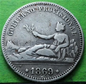 GOBIERNO PROV. 1ª REPUBLICA, 1 Pesetas, 1869, Ag - Imagen 1 de 2