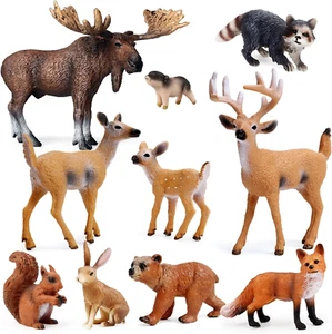 10Pcs Forest Animals Figures, Woodland Creatures Figurines, Miniature Toys Cake - Picture 1 of 12