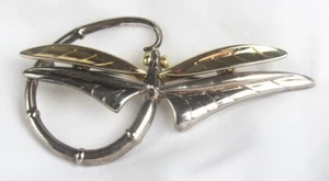 Artist Signed M. Jent Silver Gold Wash Metal Dragonfly 3 1/2" Brooch Pin - Bild 1 von 6