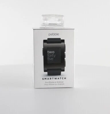 Boxed Pebble Smartwatch for iPhone iOS and Android OS - Jet Black (301BL) - Image 1 of 3