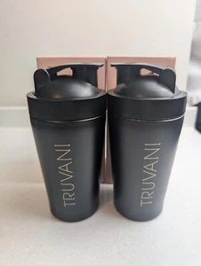 Stainless Steel Shaker Cup 16.9oz BPAFree Lid, Wire Wisk, Black Truvani Set Of 2 - Picture 1 of 5