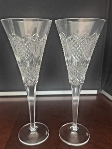 COPAS FLAUTAS CORAZONES BODA TOSTADAS CHAMPÁN ACANALADO RELIQUIA CRISTAL WATERFORD - Imagen 1 de 8