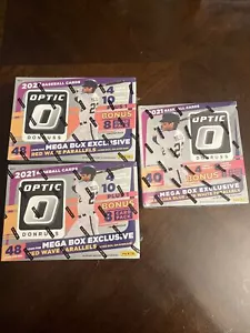(3 Megas)2021 Panini Donruss Optic Baseball Trading Card Mega Box Factory Sealed - Picture 1 of 10