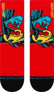 Stance Kids Red Crew Nylon Cushion Pac Man Waka Waka Waka Casual Socks L 3-5.5 - Picture 1 of 1