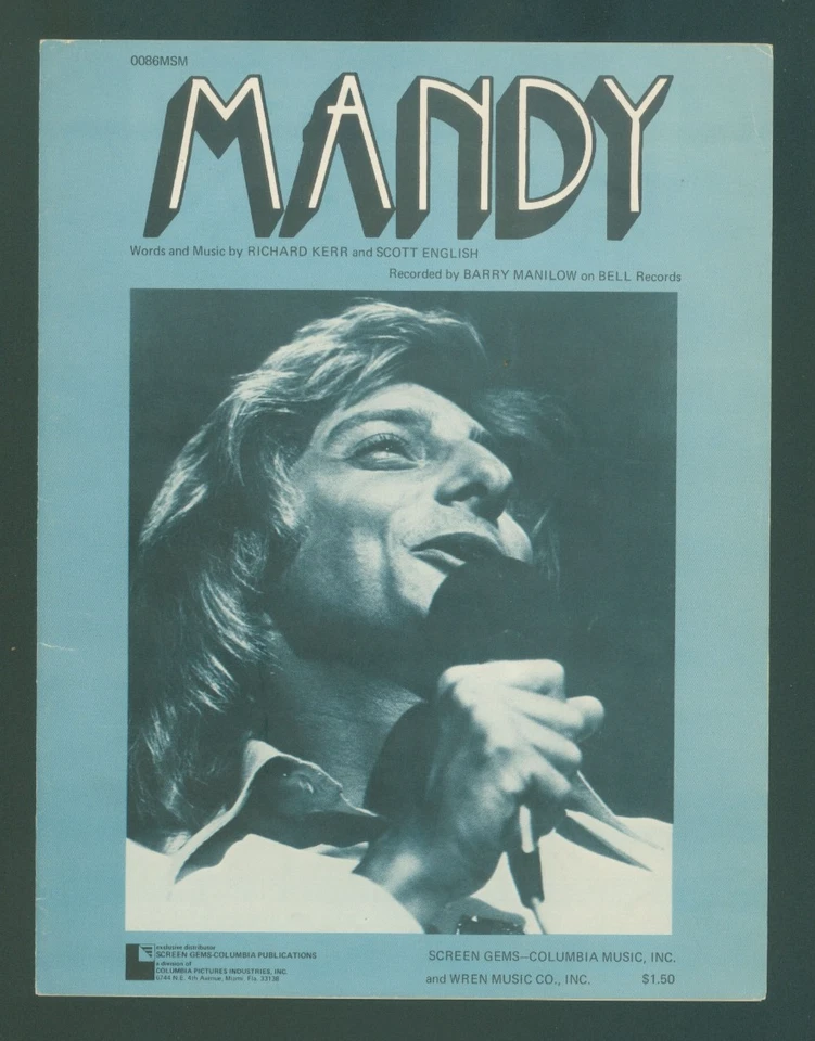 MANDY ©1971 By Richard Kerr & Scott English Recorded By Barry Manilow - Image 1 of 1
