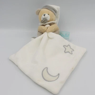 Doudou luminescent ours gris blanc mouchoir étoiles BABY NAT - 27372 - Photo 1/2