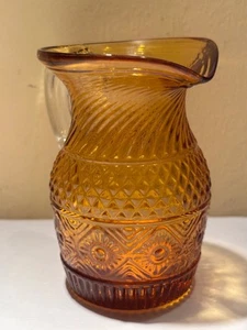 Vintage Pilgrim Amber Glass Pitcher 4 1/4' Tall in Perfect Condition. - Picture 1 of 7