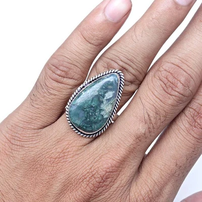 Moss Agate Gemstone Handmade Silver Jewelry  "9" - Image 1 of 4