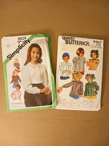 70s, 80s Girls Blouses, Size 3/4 Simplicity & Butterick - Picture 1 of 5