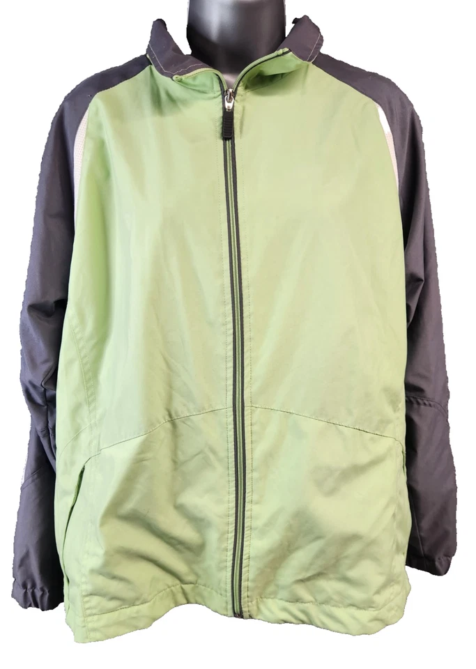Chaqueta cortavientos deportiva Tek Gear para hombre grande verde negra cremallera completa Foto 1 de 4