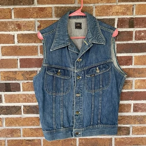 Chaleco Denim Lee 101-J De Colección Azul Sanforizado Hecho en Unión EE. UU. Camionero Años 70 - Imagen 1 de 6