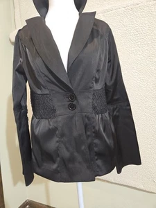 Zoompy Damen Jacke schwarz gefüttert Gr. S schwarz Satin Mob Wife Steampunk Goth Grung - Bild 1 von 14