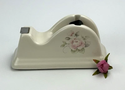Dispensador de cinta de cerámica vintage Pfaltzgraff Tea Rose raro hecho en EE. UU. Foto 1 de 4