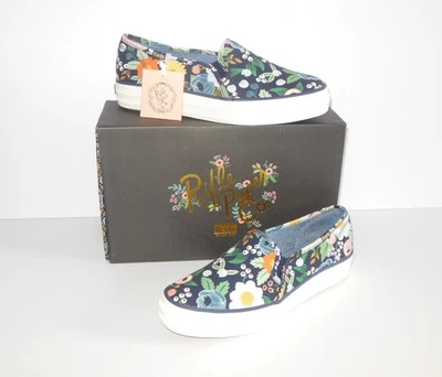 Keds new Slip On Sneakers size 8 M Triple Decker Rifle Paper Co. Blue Floral NIB - Image 1 of 4