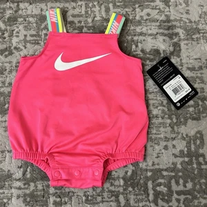 NIKE DRI-FIT BEBÉ NIÑA 1 pieza traje de baño con correas de cinta arco iris rosa - 3 M - Imagen 1 de 11