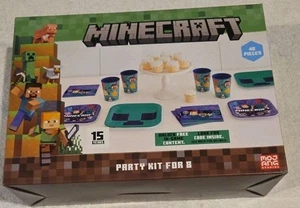 Minecraft Birthday Party Kits for 8 Guests 40 Pcs Total Plates, Napkins, Cups - Picture 1 of 7