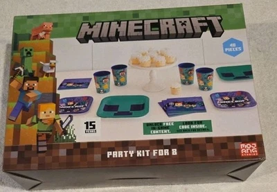 Minecraft Birthday Party Kits for 8 Guests 40 Pcs Total Plates, Napkins, Cups - Image 1 of 4