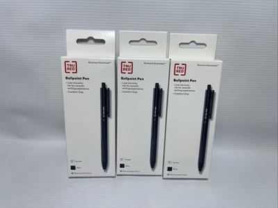 TRU RED Ballpoint Retractable Pen Point 1.0mm Black 3 Boxes of 12 - NEW! - Image 1 of 4