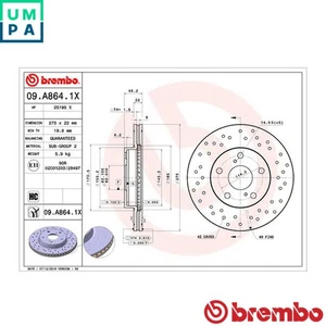 2x BRAKE DISC 09.A864.1X FOR TOYOTA COROLLAAURIS 1ZR-FE/FAE 1.6L 1NR-FE 1.3L - Picture 1 of 9