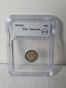 1910 D Barber Dime 10c ICG zertifiziert Silber - Bild 1 von 2