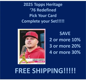 2025 Topps Heritage '76 Redefined You Pick/Complete Your Set!!!!! - Bild 1 von 6