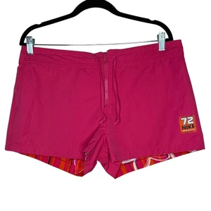 Nike 72 Y2K Women's Pink Floral Reversible Board Shorts L Zip Front Retro - Picture 1 of 9