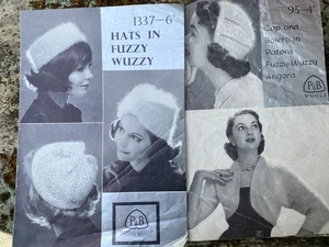 2 Patrones P&B Vintage en Angora 1337 y 95 Bolero, Gorra, Turbante, Pastillero - Imagen 1 de 3