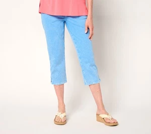 Belle by Kim Gravel Petite Delray Denim Capri Pants Washed Med Blue 22W New - Picture 1 of 1