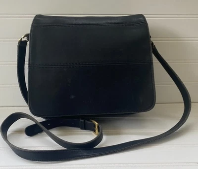 Bolso Bandolera Coach Vintage Tribeca Cuero Negro Solapa Hombro Cartera 9092 Foto 1 de 4
