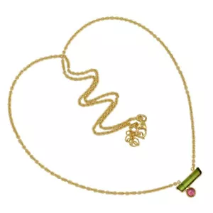 Collar de plata 925 de turmalina rosa y verde natural Vermeil de oro de 18 quilates SN19015 - Imagen 1 de 1