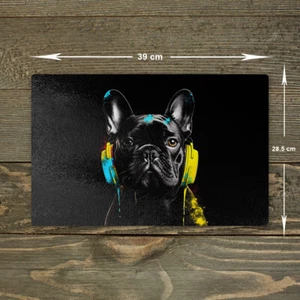 Schwarzes Frenchie Schneidebrett Glas Tier Schneidebrett Küche Arbeitsplatte Sparer - Bild 1 von 5