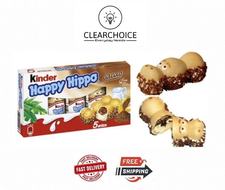 Limited Ferrero KINDER Happy Hippo Biscuit COCOA - Chocolate Hazelnut Waffers - Image 1 of 1