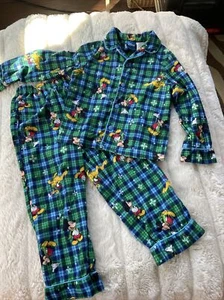 Disney Mickey Mouse plaid snowflake PJs 5T - Picture 1 of 7
